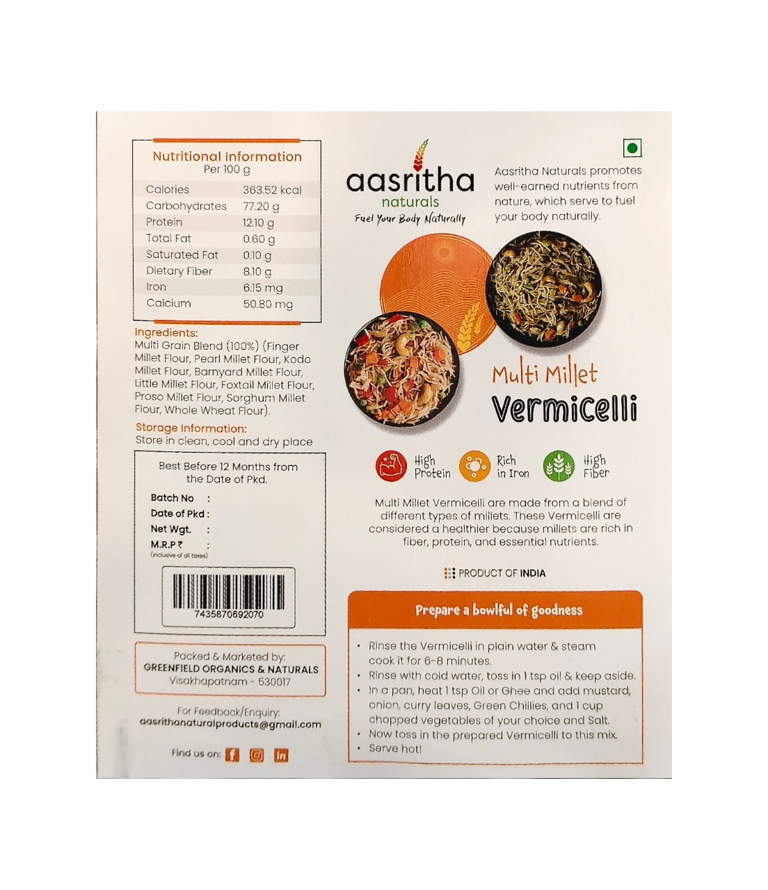 Multi Millet Vermicelli