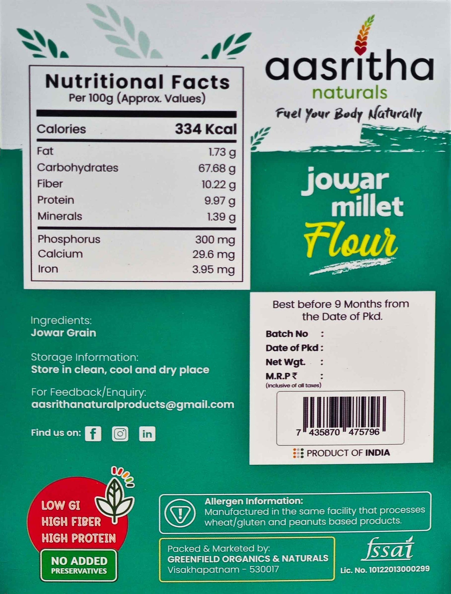 Jowar Millet Flour (Jonnalu)