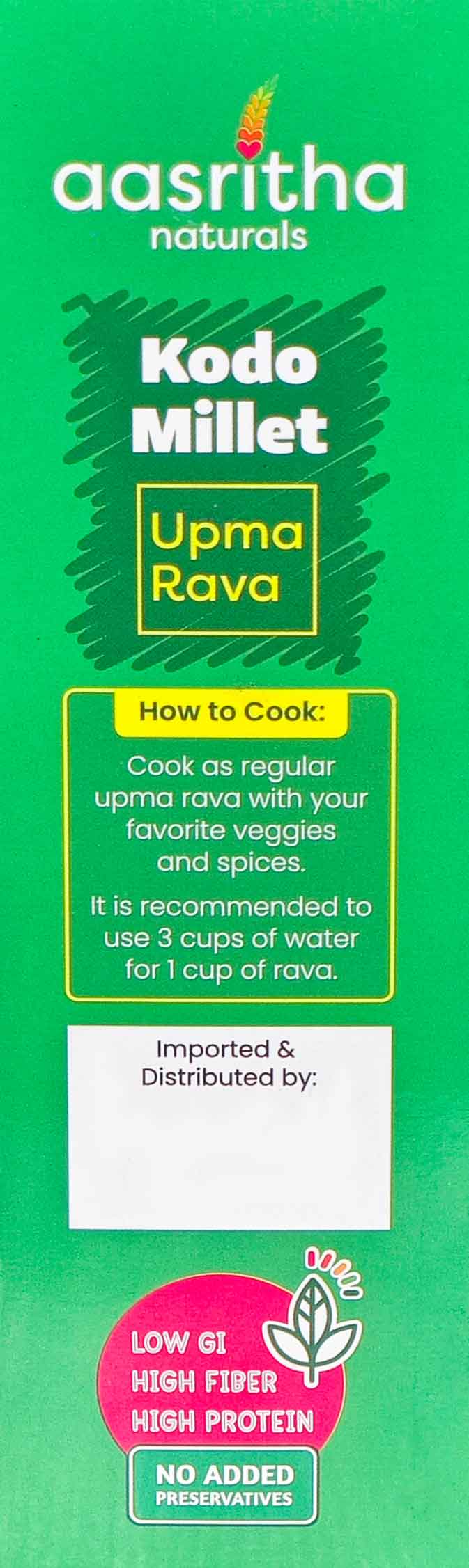 Kodo Millet Upma Rava (Arikelu)