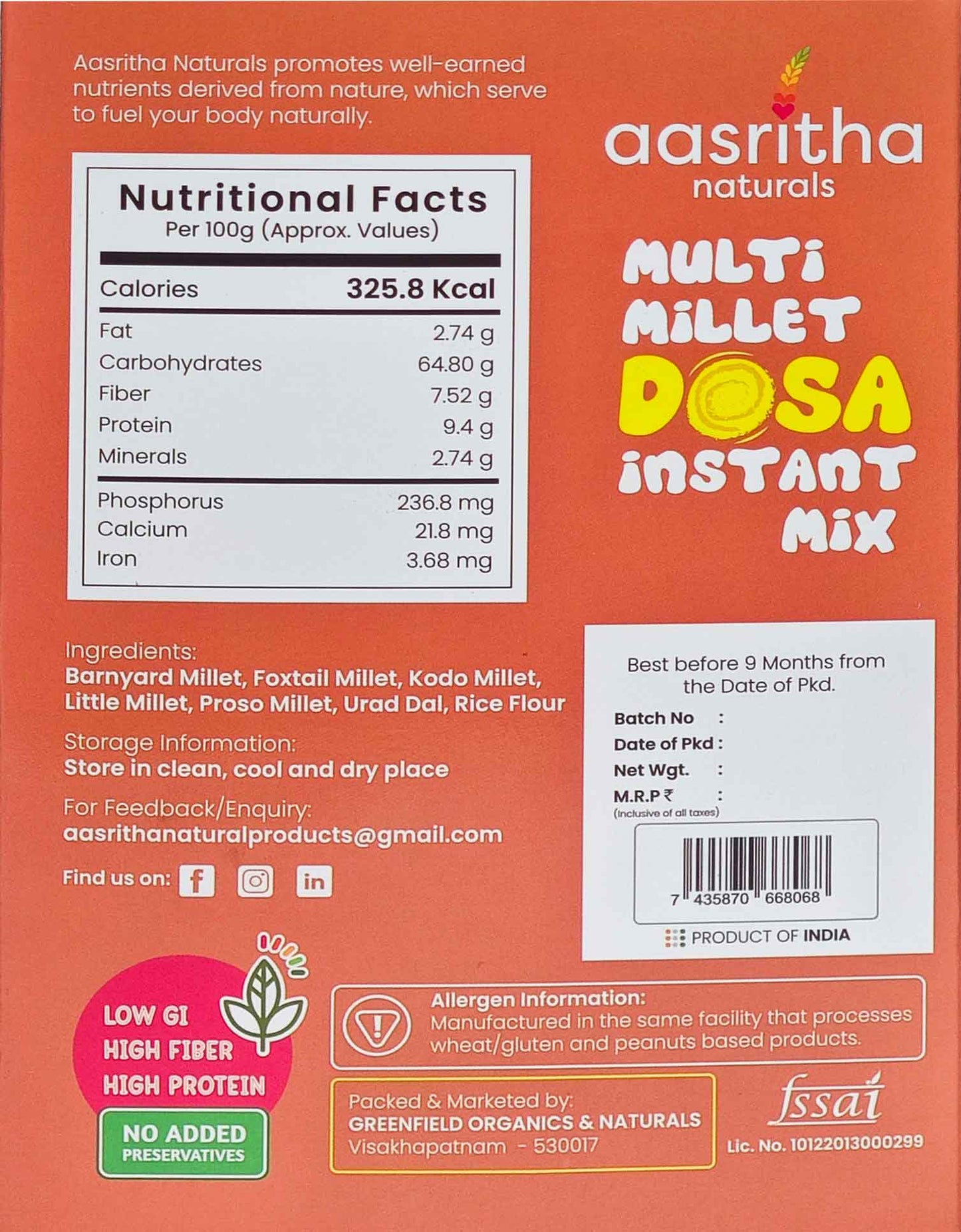 Multi Millet Dosa instant Mix