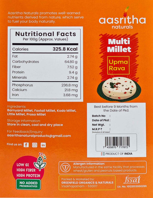 Multi Millet Upma Rava