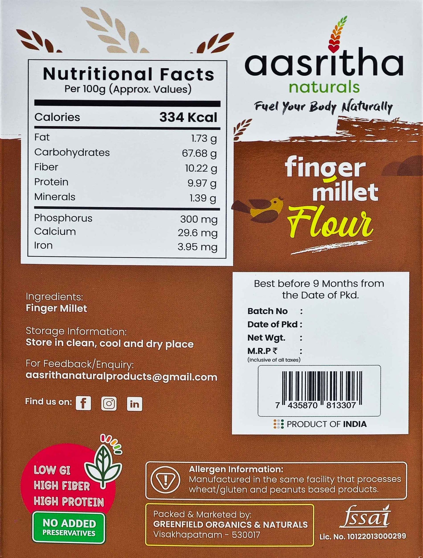 Finger Millet Flour (Ragulu) 500 g