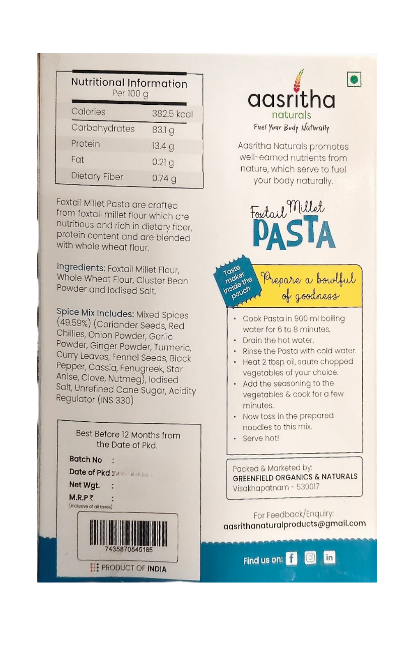 Foxtail Millet Pasta