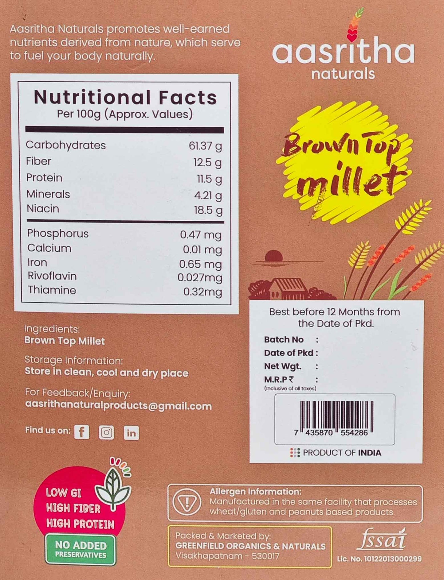 Brown Top Millet (Andu Korralu)