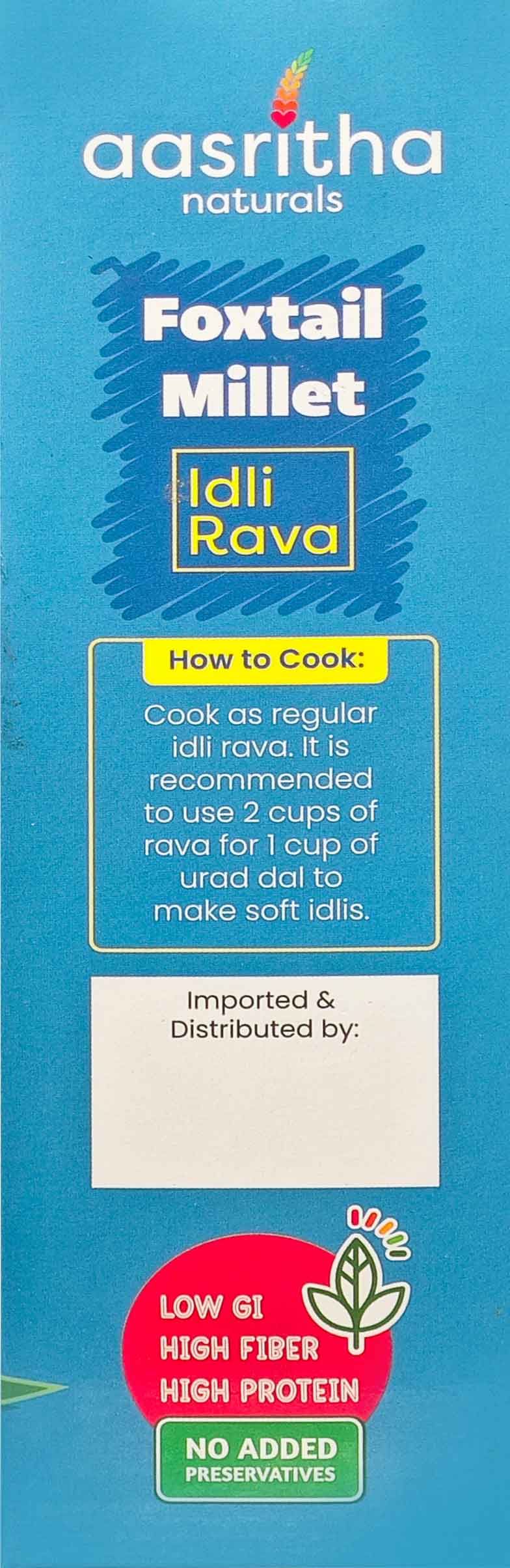 Foxtail Millet Idly Rava (Korralu)